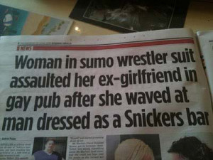 ... bar category funny pictures she waved at man dressed as a snicker bar