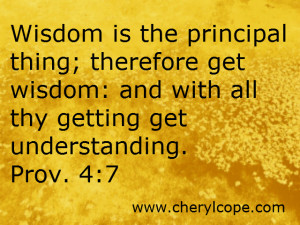 ... get wisdom: and with all thy getting get understanding. Prov. 4:7