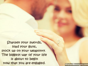 Funny engagement greeting card message to couple who got engaged