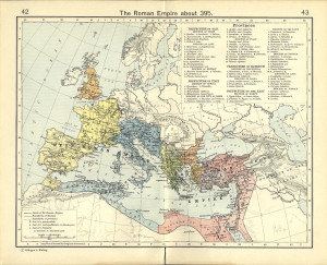 Mapof The Eastern and Western Roman Empires, 395 AD