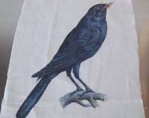 Cotton quilt block primitive crow blackbird raven cotton muslin fabric ...