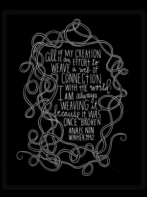 Anais Nin Quote - Web of Connection Archival Print - Large Size