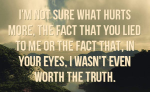 fact that you lied to me or the fact that in your eyes i wasn t even ...