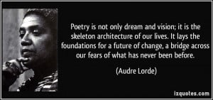 Poetry is not only dream and vision; it is the skeleton architecture ...