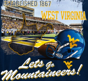 West Virginia Mountaineers Blue Section 101 WVU Football T-Shirt-Close ...