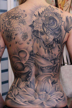 See more Lady queen tattoo on full back