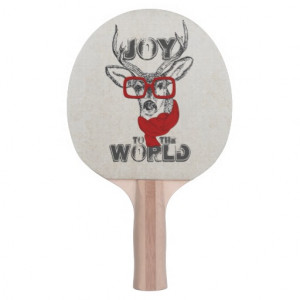 Cool funny deer sketch “Joy to the World” quote Ping-Pong Paddle