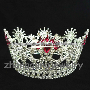 Fully round design rhinestone king and queen pageant crown
