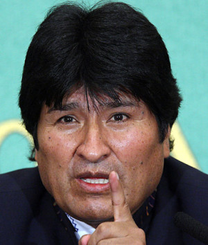 Evo Morales, Bolivia's president, speaks during a news conference at ...