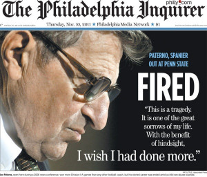 ... Philadelphia Inquirer, illustrating Joe Paterno's fall from grace