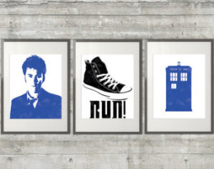 Doctor Who Art - 10th Doctor- David Tennant, Tardis and Sneaker set of ...