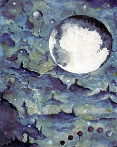 ... Painting Art Giclee 8x10 print blue nebula fantasy art painting purple