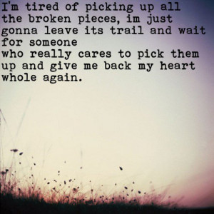 tired of picking up all the broken pieces, im just gonna leave its ...