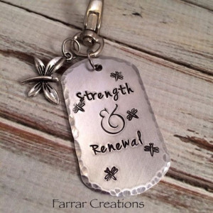 Hand Stamped Key Chain - Motivational Quote Strength & Renewal ...