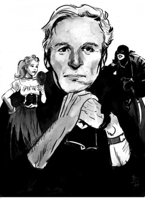 William Goldman, drawn by Bo Hampton, with Westley as the Man in Black ...