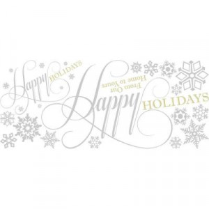 ... in. Happy Holidays Quote Peel and Stick Giant Wall Decals with Glitter
