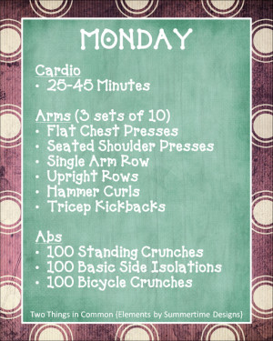 thought I would also share the workouts by day {you can see them ...