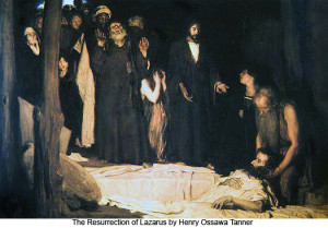 Reference to the resurrection of Lazarus from the bible.