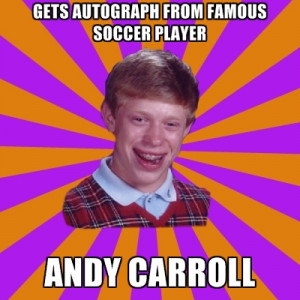 Gets Autograph From Famous Soccer Player Andy Carroll