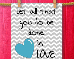 ... Print Wall Decor Artwork Christian Quote Art Love Sign Gray Chevron