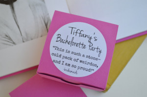 ... Bachelorette Favor Kit: 10 Boxes with PERSONALIZED Movie Quote Labels