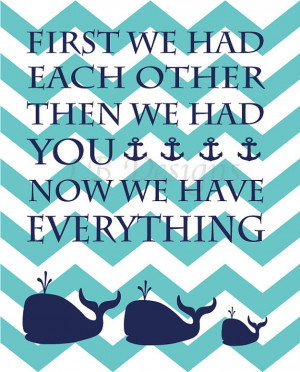Navy Blue and Aqua Blue Chevron Whale and Anchor Nursery Quote Print ...