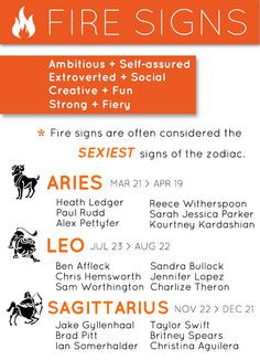 Fire Signs - Celebrity Fire Signs #Aries #Leo #Sagittarius #zodiac # ...