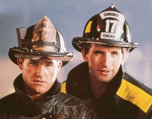 Kurt Russell and Daniel Baldwin in Backdraft