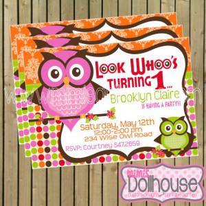 Owl Invitation- Printable Owl Birthday Invitation PDF/JPEG