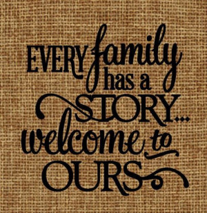 Burlap frameable art Every family has a story by Studio73Creations