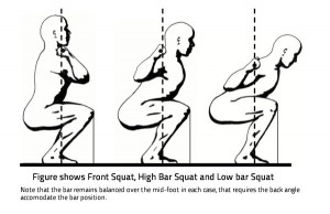 ... Front squats, High-Bar & low bar squats. Here's a picture for visuals