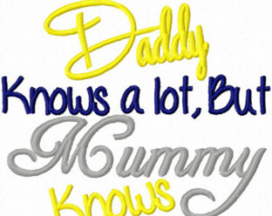 ... Mummy Knows Everything Funny Machiene Embroidery Sayings 4x4 5x7 6x10