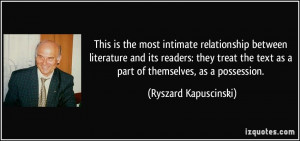 This is the most intimate relationship between literature and its ...