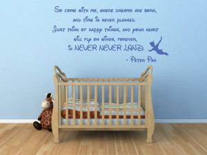 wall decal Peter Pan wall sticker quote (large) words graphic nursery ...