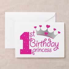 1st Birthday Princess Greeting Cards for