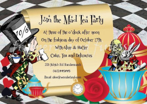 Vintage Mad Hatter Art | Mad Hatter Tea Party Invite Invitation ...