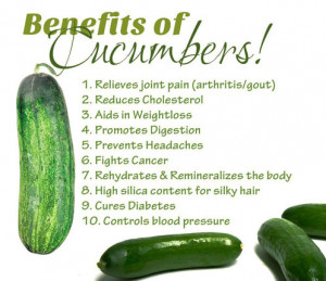 Here are the top health benefits of cucumber: