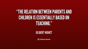 The relation between parents and children is essentially based on ...