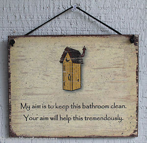 Details about NEW Bathroom Watch Aim Clean Toilet Quote Saying Wood ...