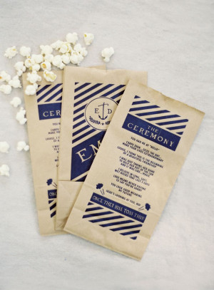 Popcorn bags printed with clever sayings or the program or.... ? They ...