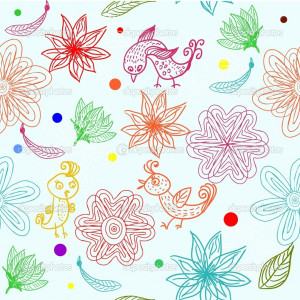 Kids seamless pattern with flowers in vector - Stock Illustration