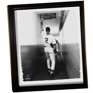 ... Derek Jeter New York Yankees 'Touching DiMaggio Quote Sign' Stretched
