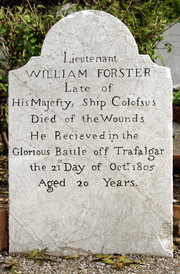 Headstone of Lieutenant William Forster of HMS Colossus