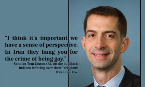 Tom Cotton says gay people should feel lucky we aren't executing them.