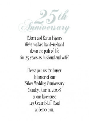 25th Anniversary Invitation Lee Size Flat Card