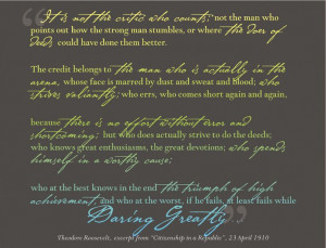 Brene Brown's Daring Greatly quote | Theodore Roosevelt