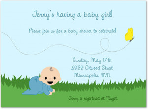 Chasing Butterflies Boy Baby Shower Invitations