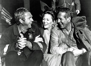 ... , Faye Dunaway, and Paul Newman on the set of The Towering Inferno