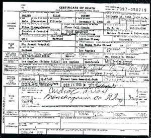 The cause of Disney's death was announced as acutecirculatory collapse ...