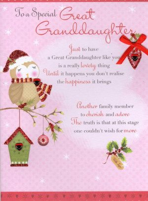Great Granddaughter Christmas Greeting Card Traditional Cards Lovely ...